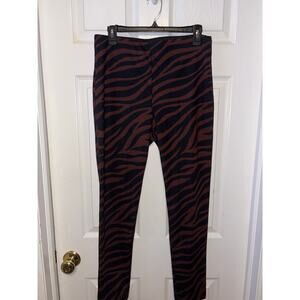 Ann Taylor black brown tiger striped ankle pants size 8 A2-1888